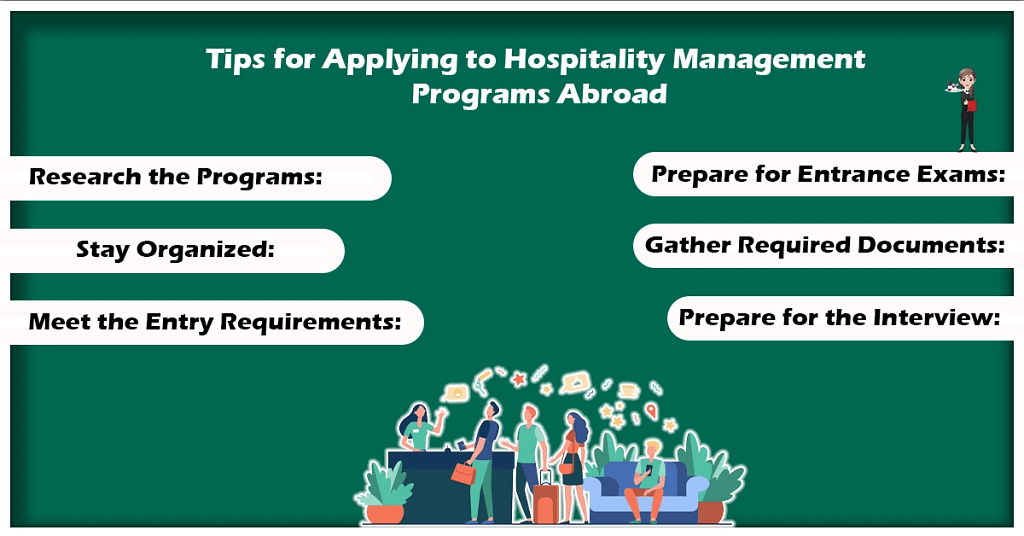 Infographic for "Tips for Applying to Hospitality Management Programs Abroad"